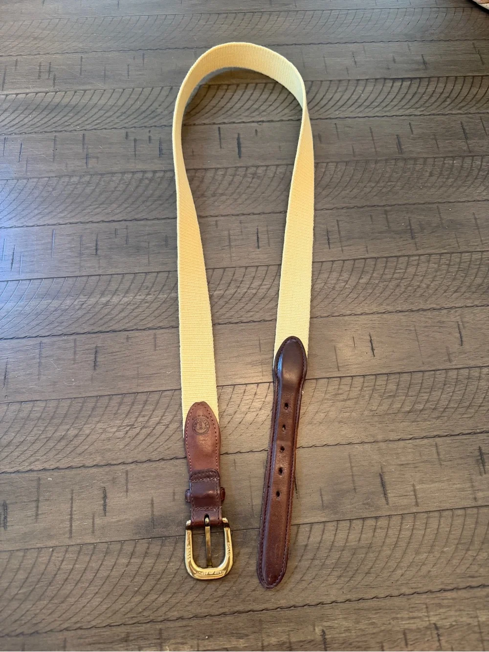 Torino Made in USA Men’s Yellow Canvas w/Brown Leather/Solid Brass Buckle #6926